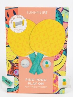 Sunnylife Pineapple Ping Pong Play on Any Table Tennis Set NWT